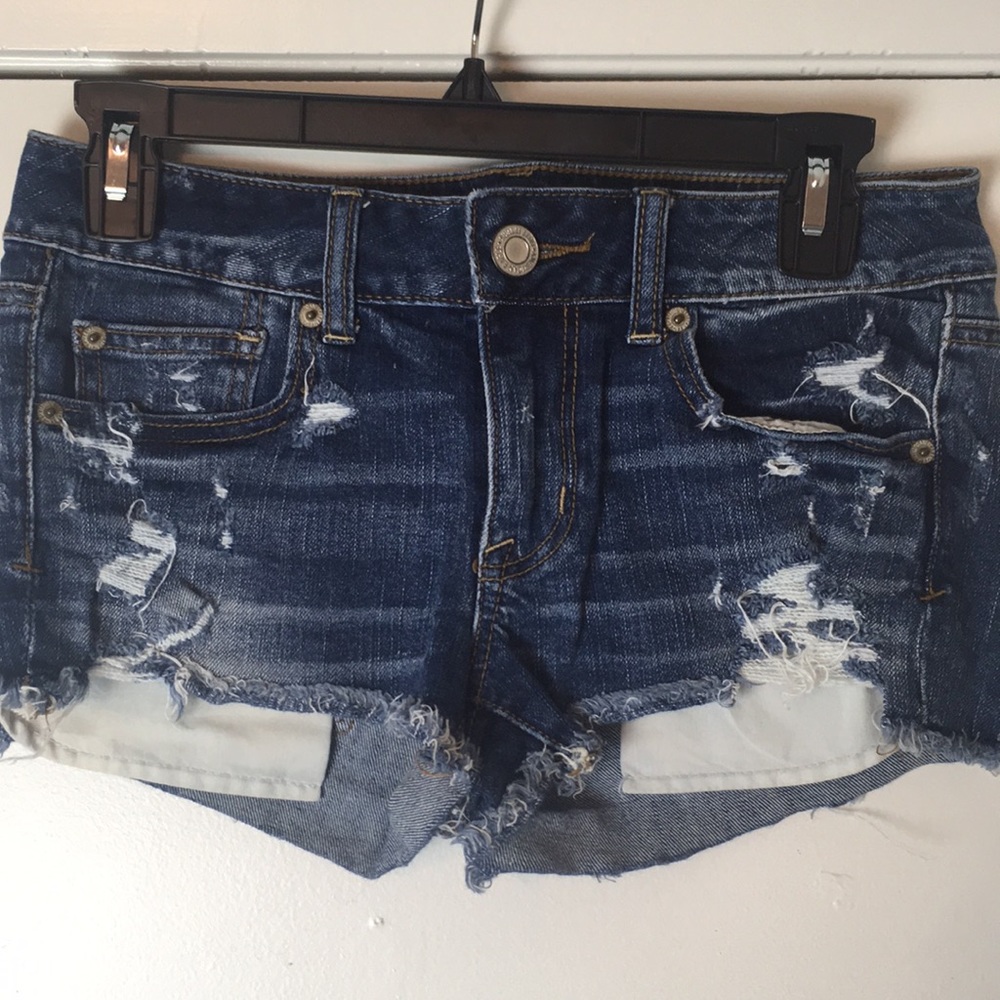 American Eagle Dark Wash Shortie Shorts